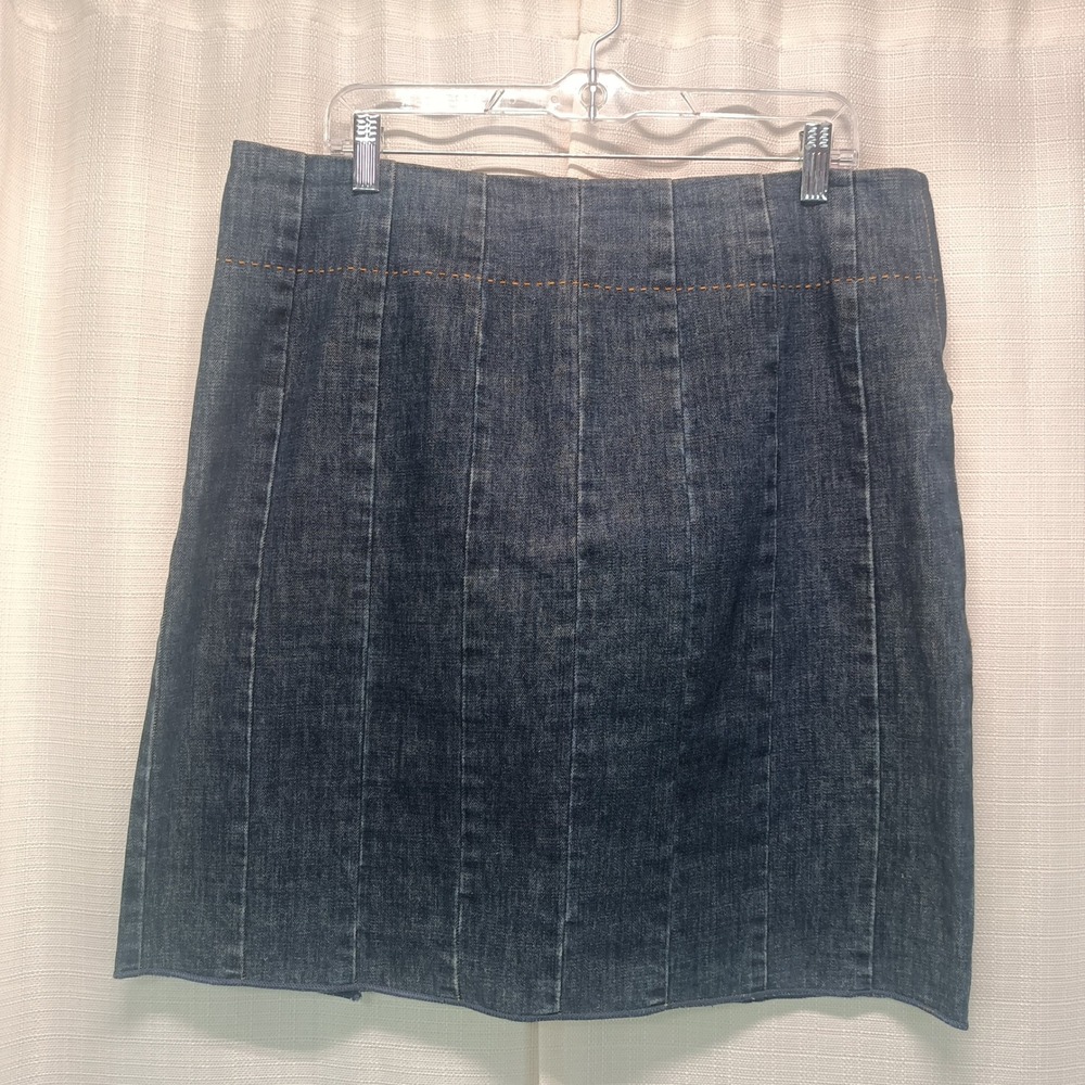 Tommy Hilfiger Vintage‎ 2005 Denim Mini Skirt Dark Wash Paneled Size 14 Logo